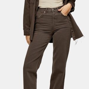TOPSHOP BROWN 90'S STRAIGHT LEG JEANS